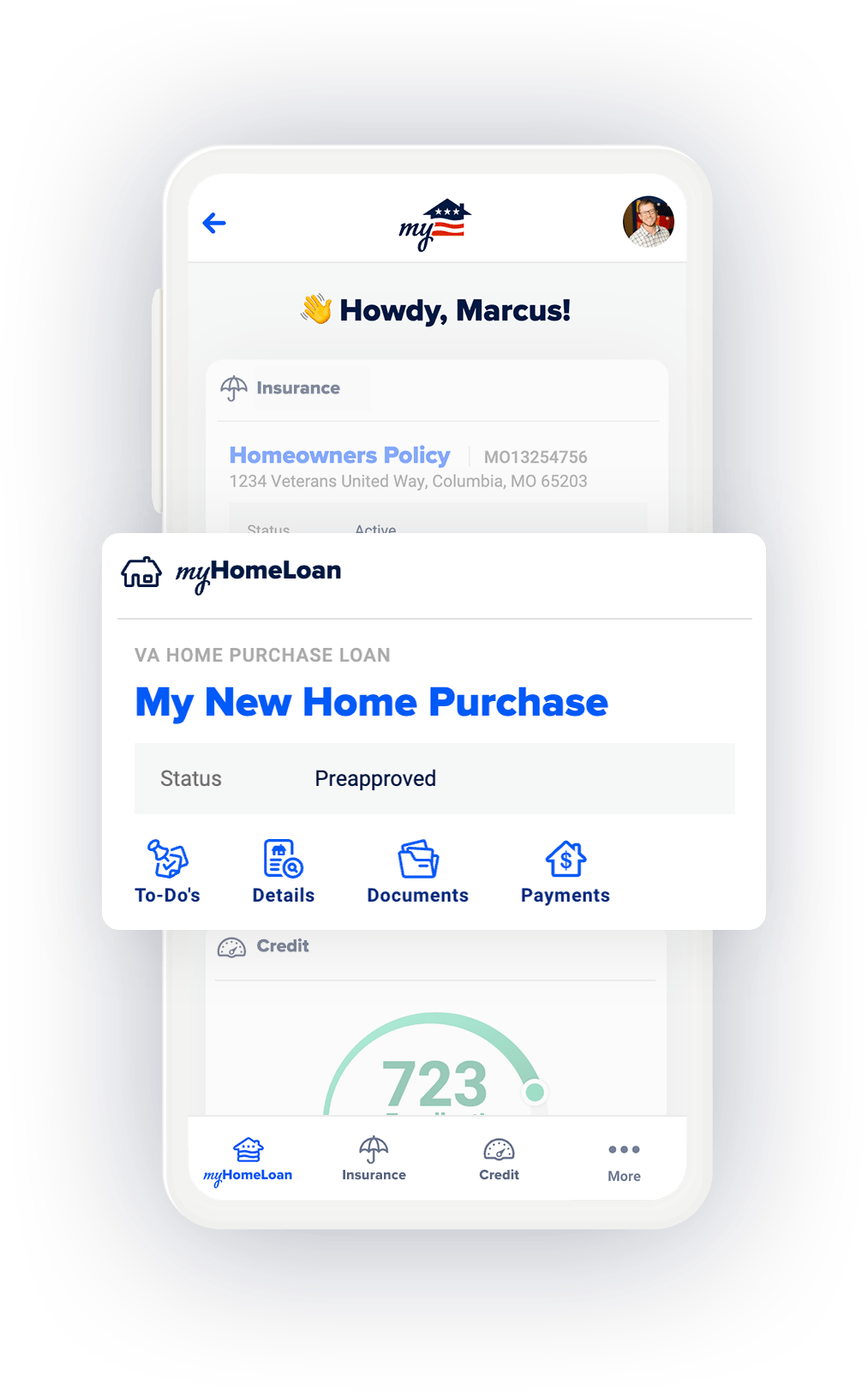 MyVeteransUnited Loan platform dashboard screenshot